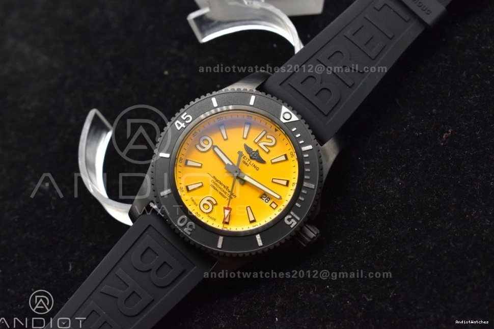 Bezel 1:1 Edition GoAnywhere Rubber on Black A Yellow 44 Dial Best Strap TF Automatic 1175 Superocean Black 0322